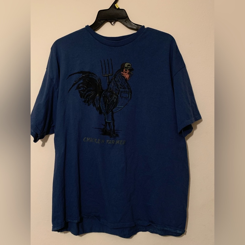 “Chicken Farmer” Delta Pro Weight Blue Tshirt 2XL